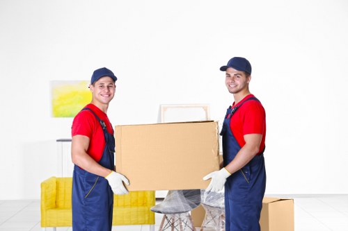 Careful loading of household items into a van for a Belsize Park move